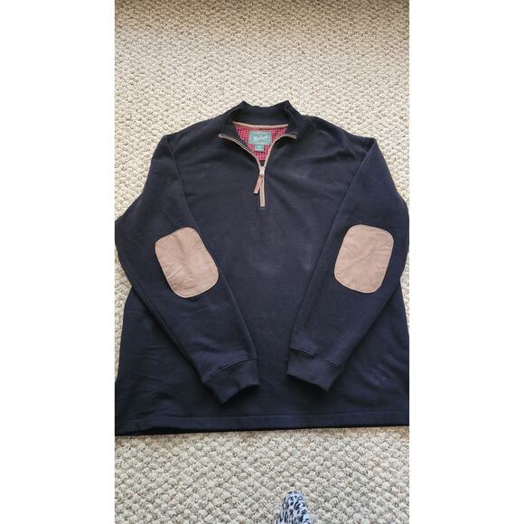 Woolrich Black 1/4 Zip Pullover With Patch Sleeves - Picture 1 of 5